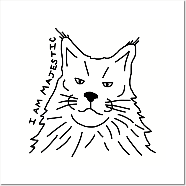 Majestic Maine Coon Line Art Cat Wall Art by ellenhenryart